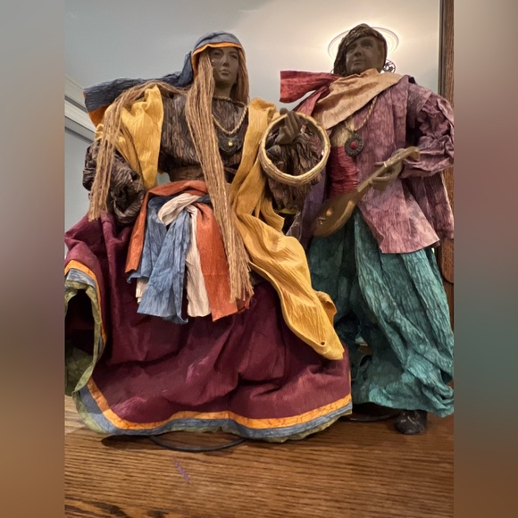 Two Paper Maché Figurines, Handcrafted Clay Sculptures, Eclectic Home Decor - Picture 4 of 15